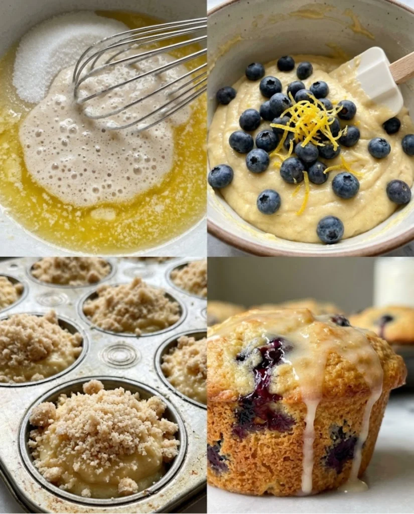 Sourdough Blueberry Lemon Muffins steps