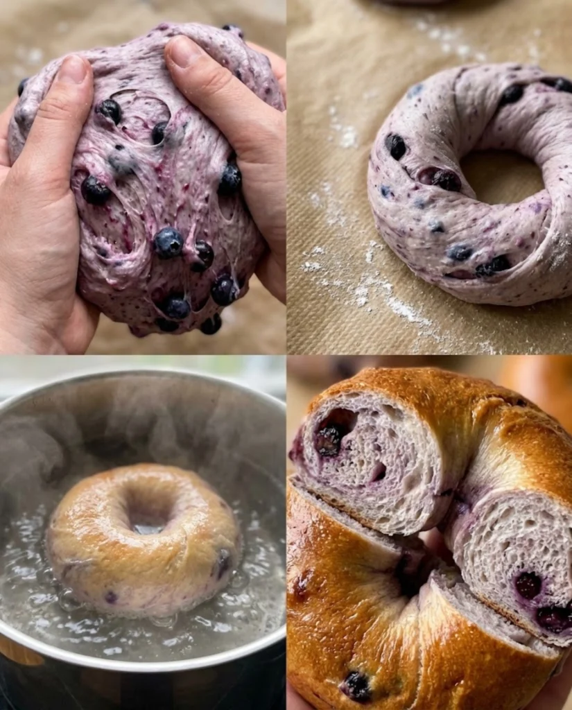 Sourdough Blueberry Bagels steps