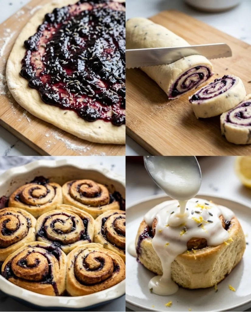 Lemon Lavender and Blueberry Rolls steps