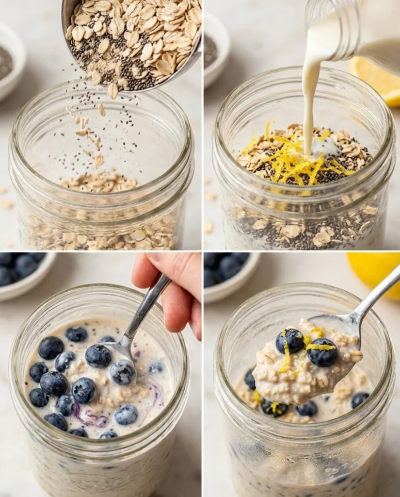 Lemon Blueberry Overnight Oats steps