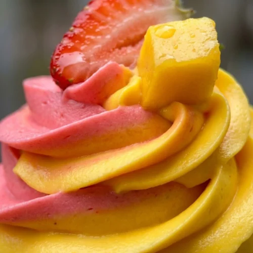 Mango Strawberry Sunset Cupcakes