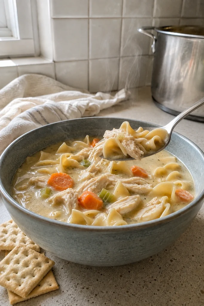 Creamy Chicken Noodle Soup hero shot