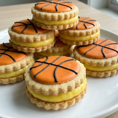 Lemon Shortbread Sandwich Basketball Cookies