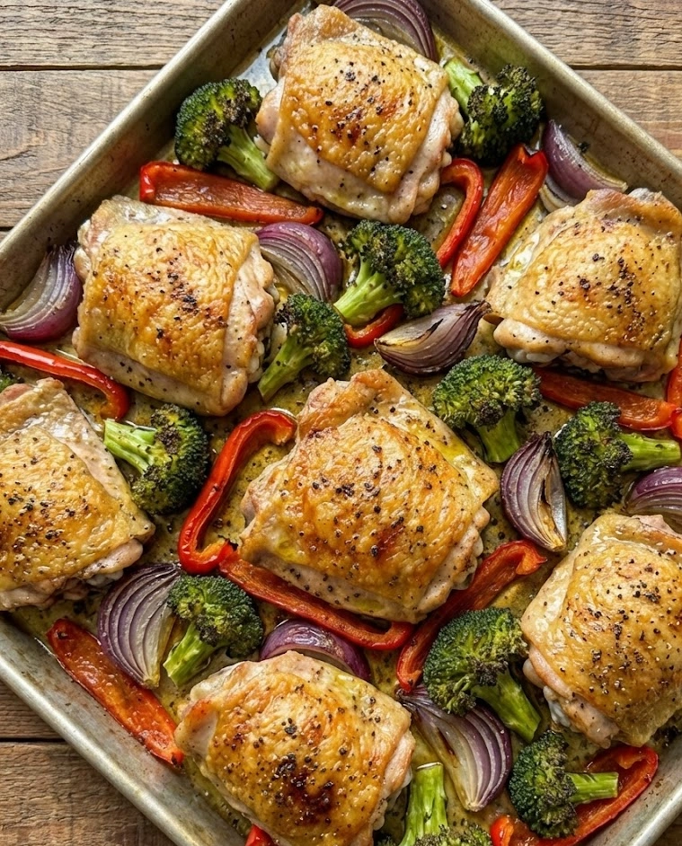 Sheet Pan Chicken Thighs and Veggies