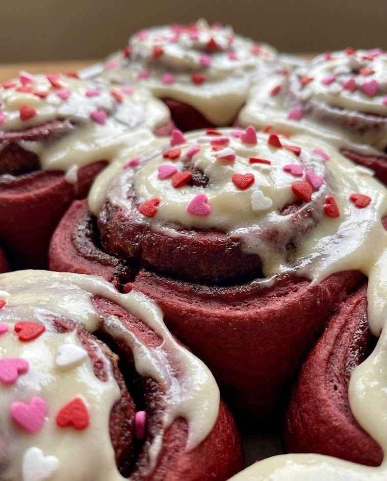 Red Velvet Valentine's Day Cinnamon Rolls