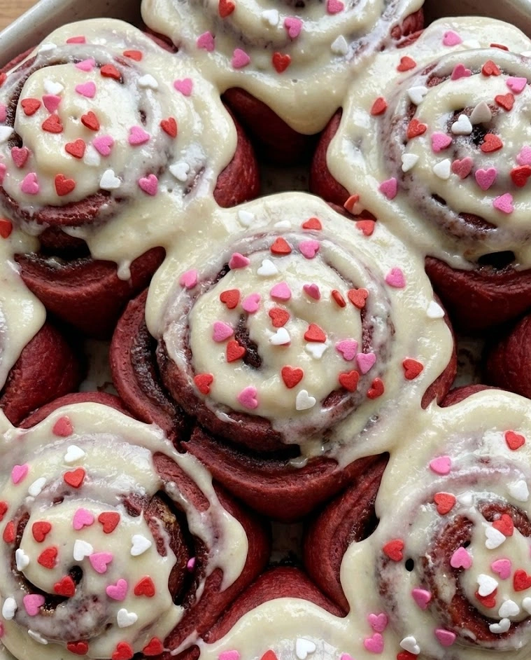 Red Velvet Valentine's Day Cinnamon Rolls