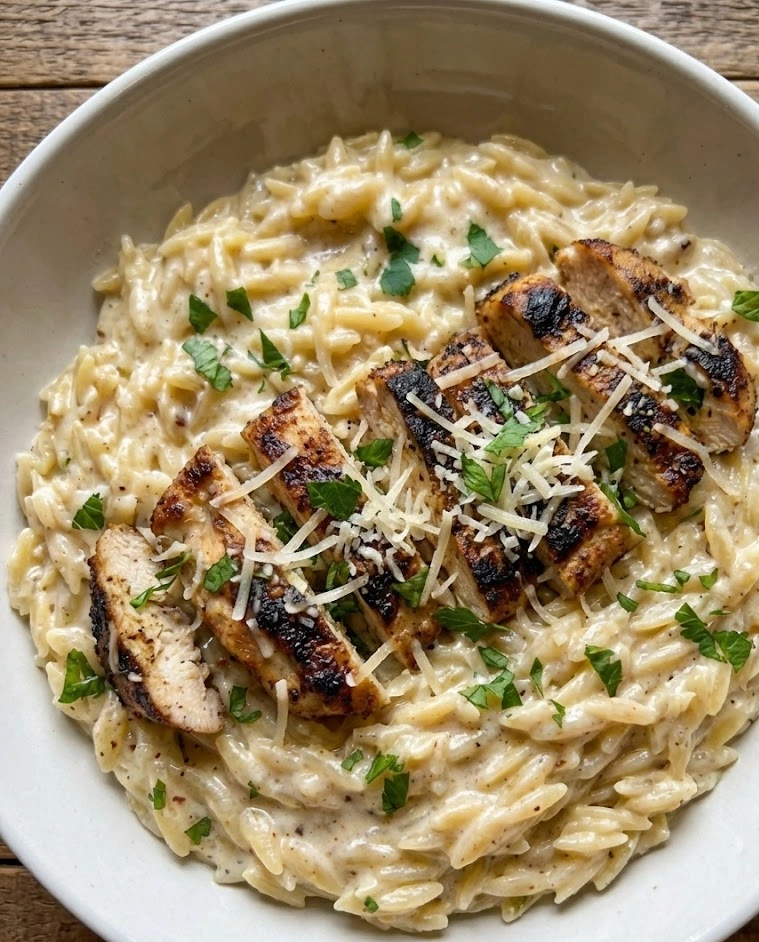 Creamy Cajun Chicken Alfredo Orzo