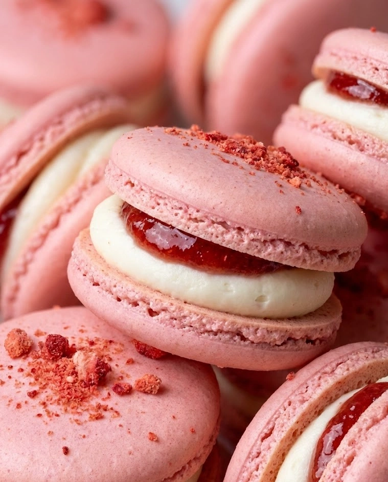 Strawberry Shortcake Macarons