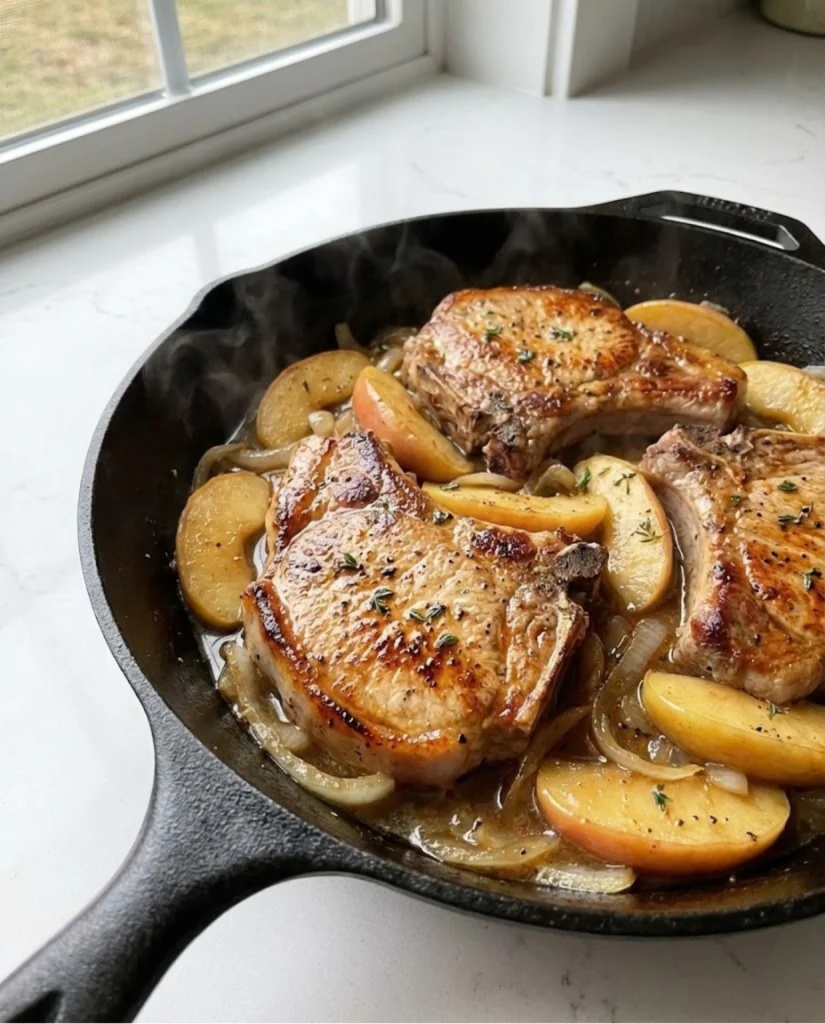 Pork Chops with Apples and Onions