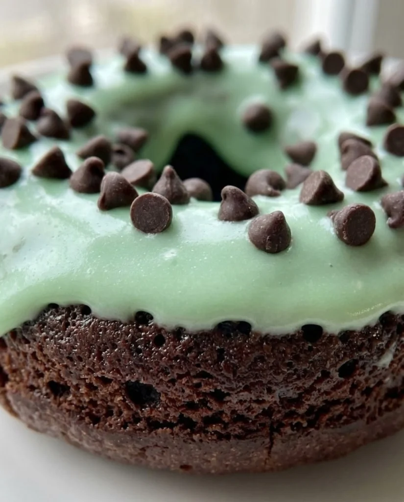 Baked Mint Chocolate Chip Doughnuts