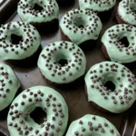 Baked Mint Chocolate Chip Doughnuts