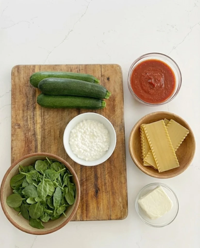 Vegetable Cottage Cheese Lasagna Ingredients