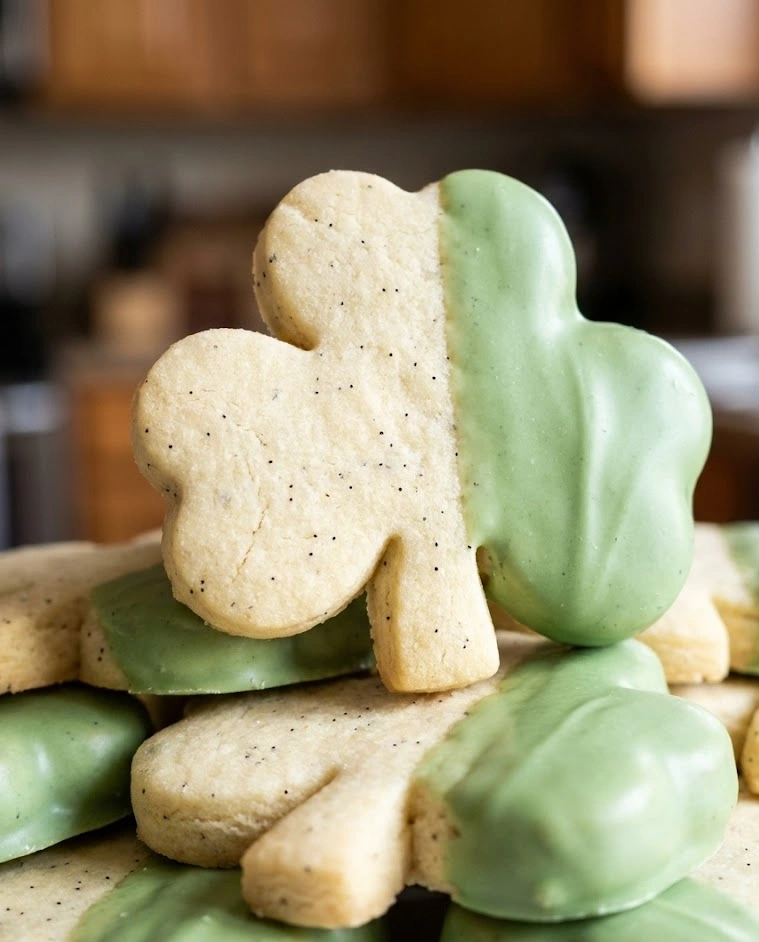 Vanilla Bean Shamrock Cookies