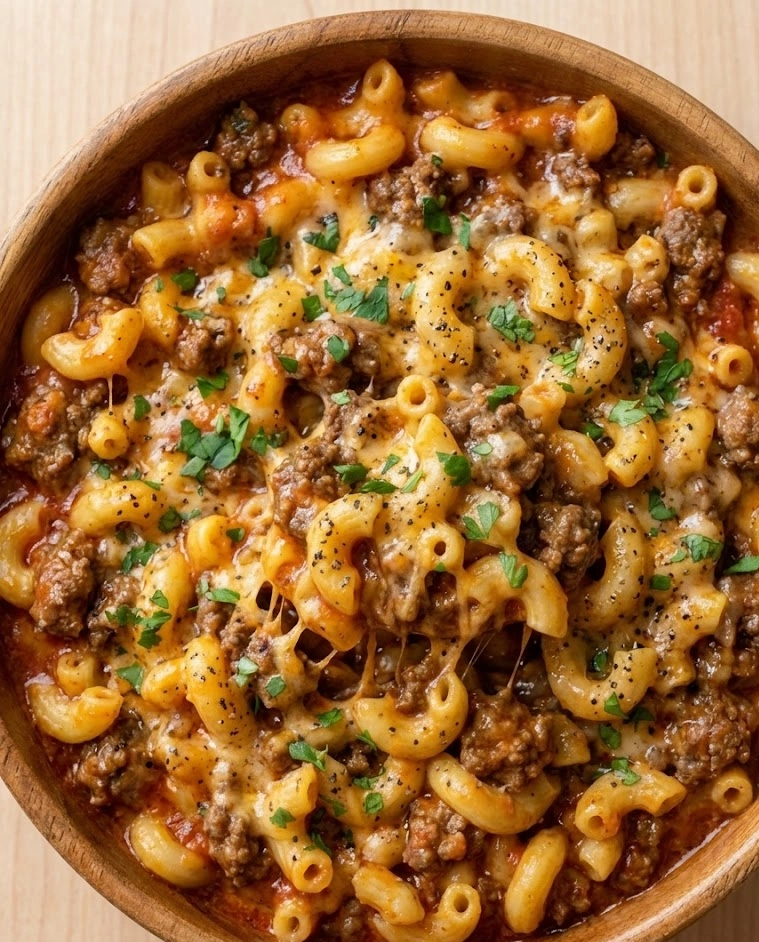 Tomato Beef Mac and Cheese