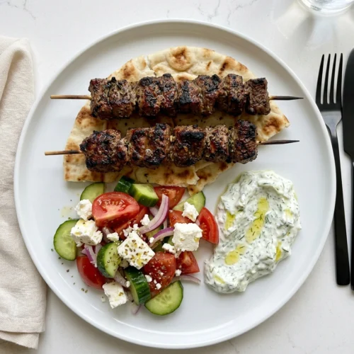 Greek Lamb Souvlaki With Salad