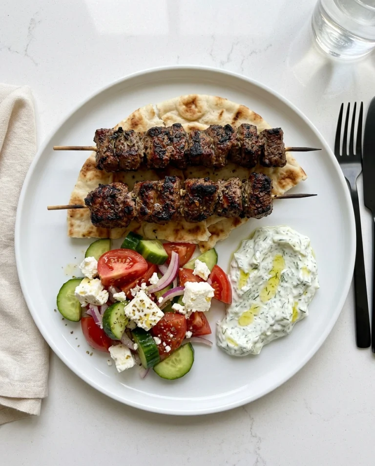 Greek Lamb Souvlaki With Salad