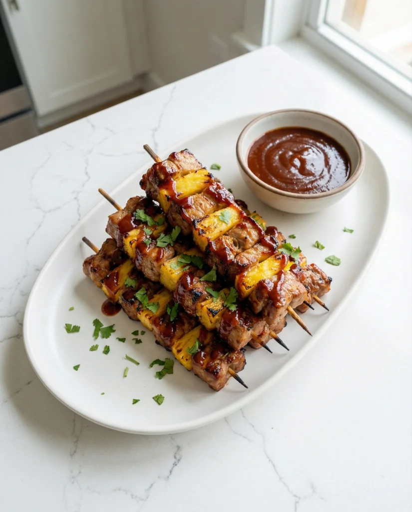 Pineapple BBQ Pork Skewers