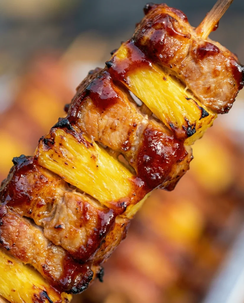 Pineapple BBQ Pork Skewers
