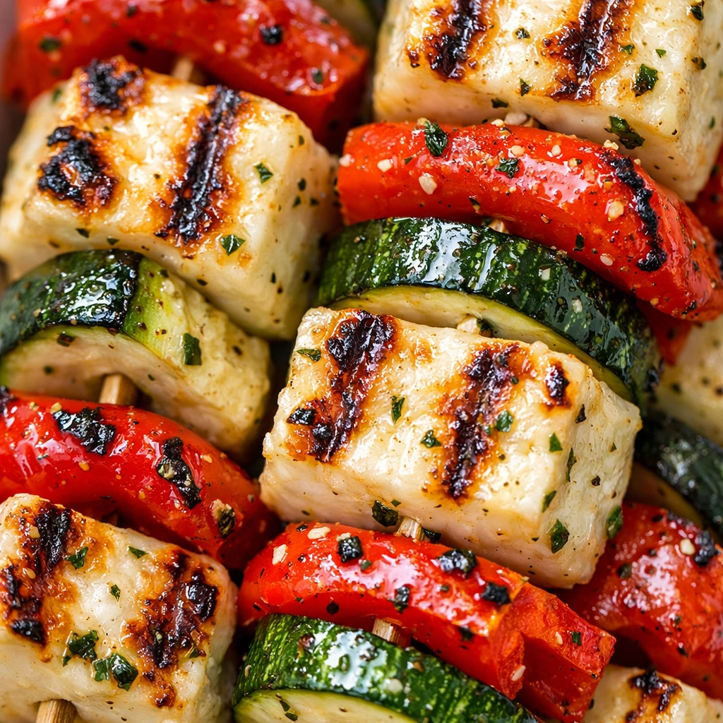Grilled Vegetable and Halloumi Skewers