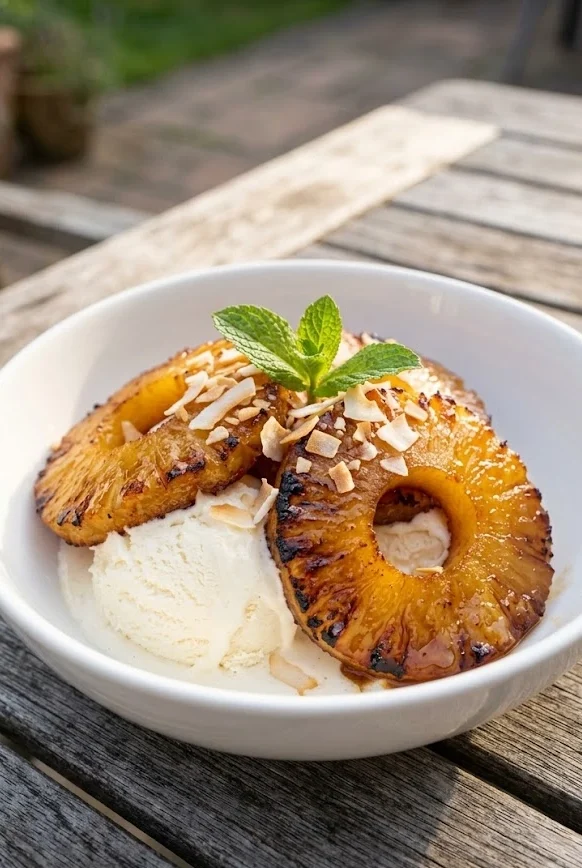 Air Fryer Rum Soaked Pineapple