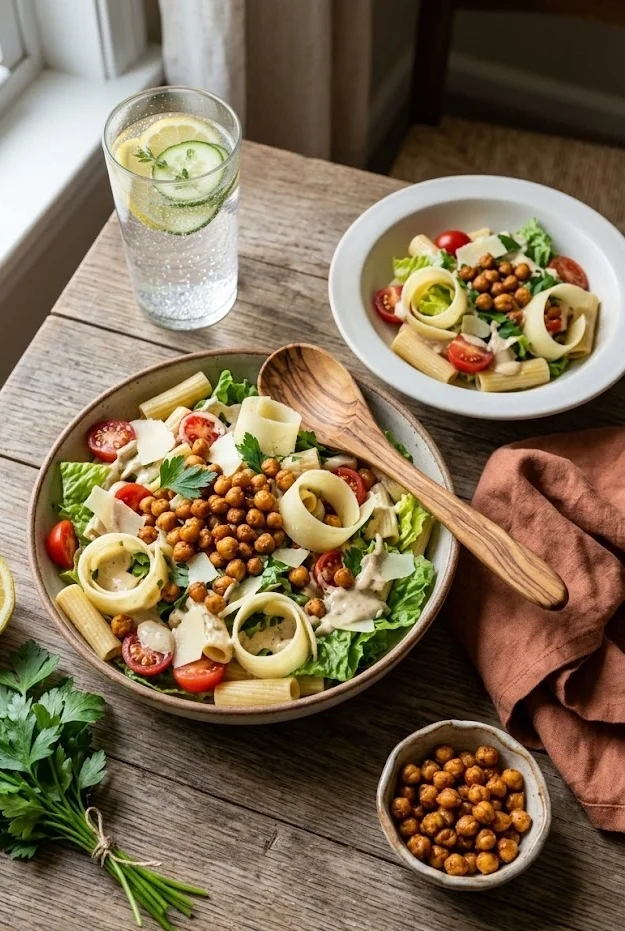 Tahini Caesar Pasta Salad