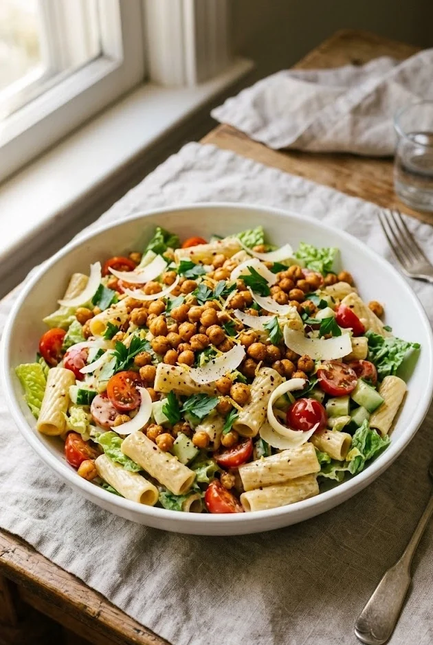 Tahini Caesar Pasta Salad