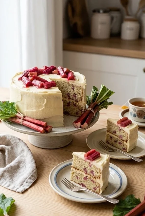 Rhubarb and White Chocolate Cake