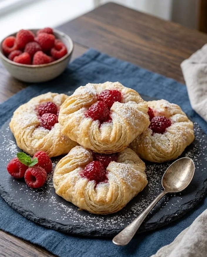 Easy Raspberry Danish with Puff Pastry