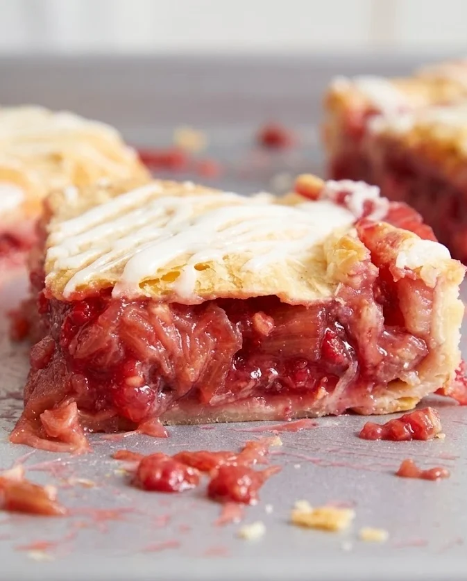 Raspberry Rhubarb Slab Pie
