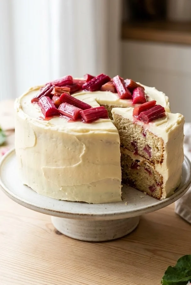 Rhubarb and White Chocolate Cake