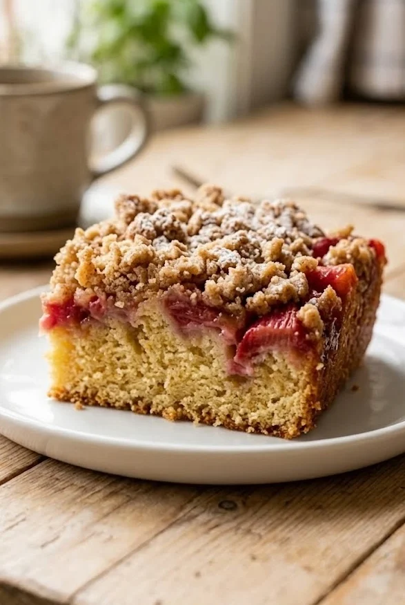 Rhubarb Coffee Crumb Cake