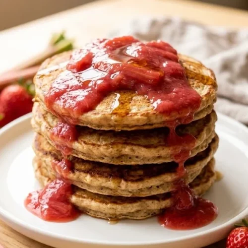 Rhubarb Oatmeal Pancakes
