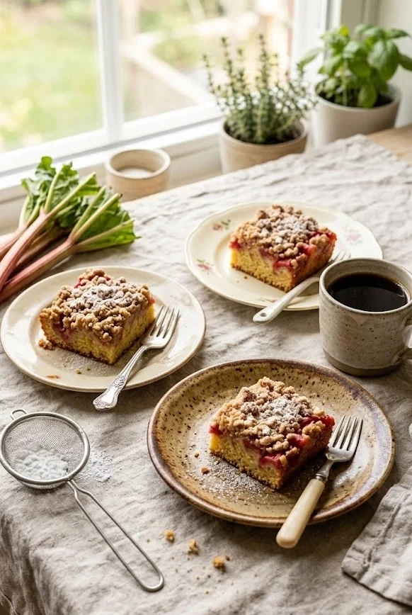 Rhubarb Coffee Crumb Cake