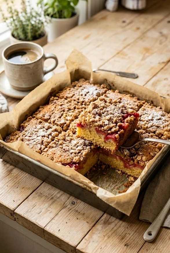 Rhubarb Coffee Crumb Cake
