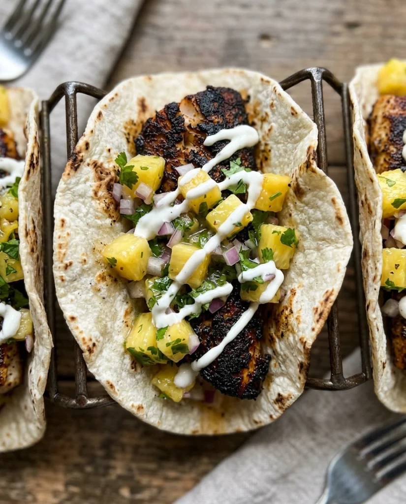 Blackened Mahi-Mahi Tacos With Pineapple Salsa