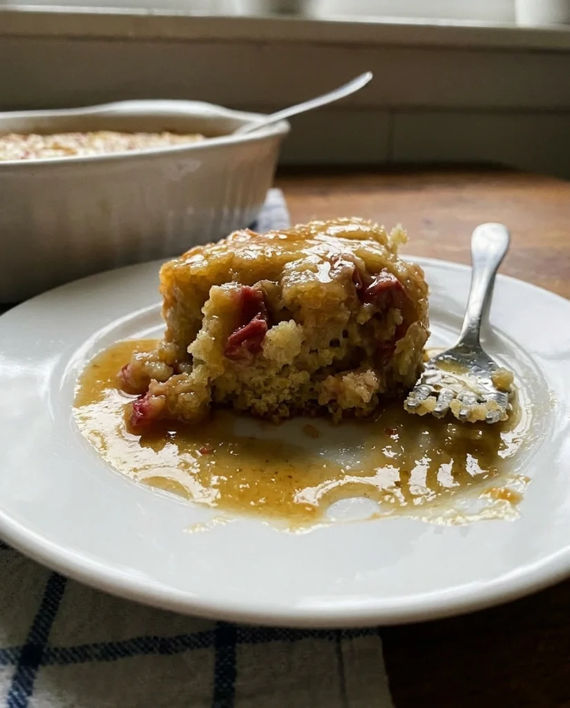 Warm Rhubarb Cake with Butter Sauce