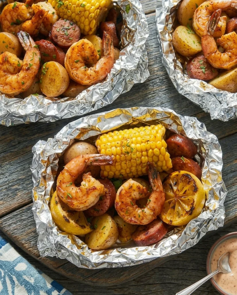 Cajun Grilled Shrimp And Sausage Foil Packets