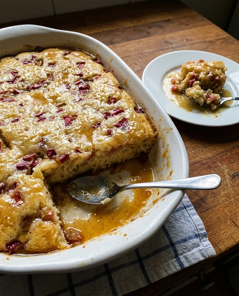 Warm Rhubarb Cake with Butter Sauce