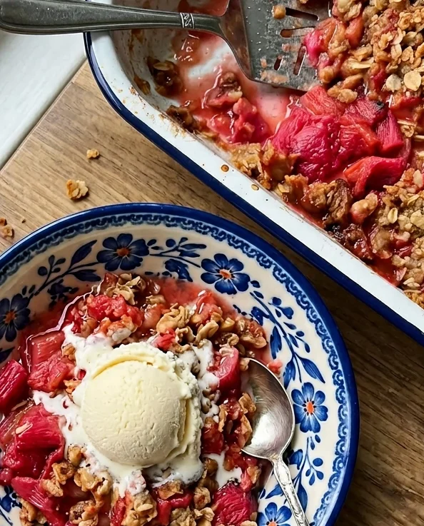 Rhubarb Crisp with Frozen Rhubarb