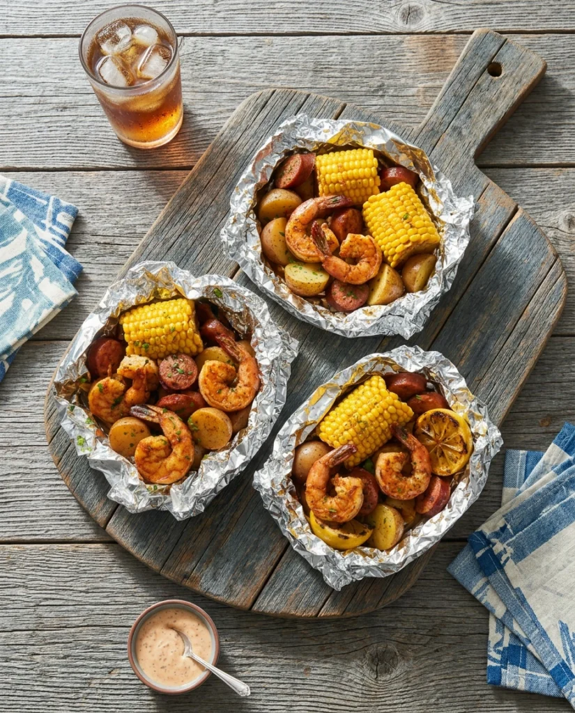 Cajun Grilled Shrimp And Sausage Foil Packets
