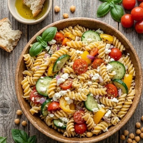 High Protein Greek Pasta Salad