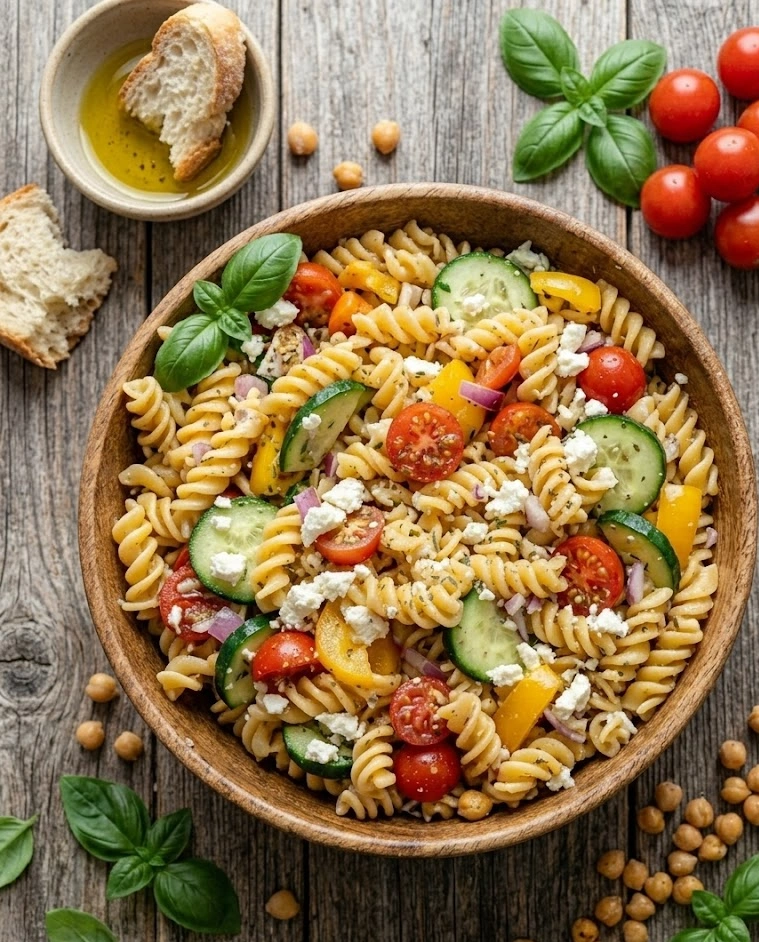 High Protein Greek Pasta Salad