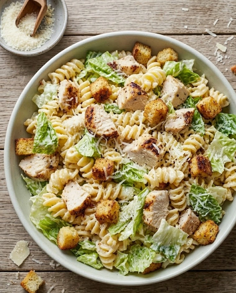 Easy Chicken Caesar Pasta Salad