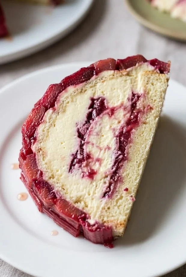 Rhubarb Dome Cake with Lemon Cream
