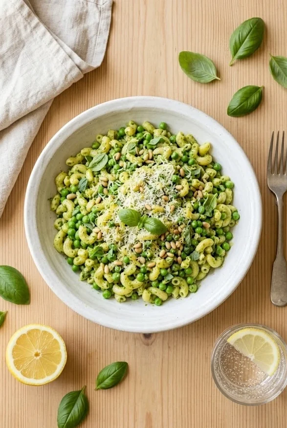 Lemon Basil Pasta Salad with Peas