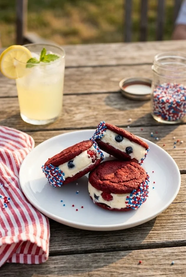 Patriotic Mini Ice Cream Sandwiches