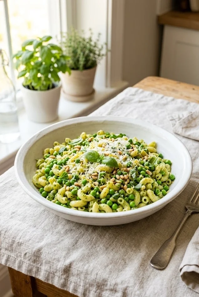 Lemon Basil Pasta Salad with Peas