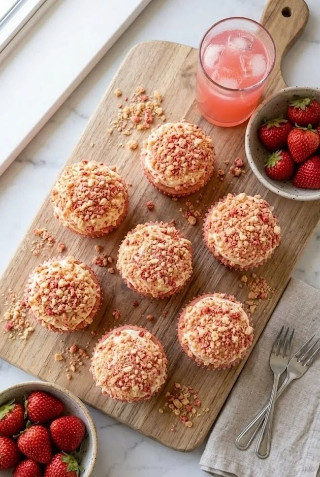 Strawberry Crunch Cupcakes