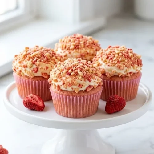 Strawberry Crunch Cupcakes