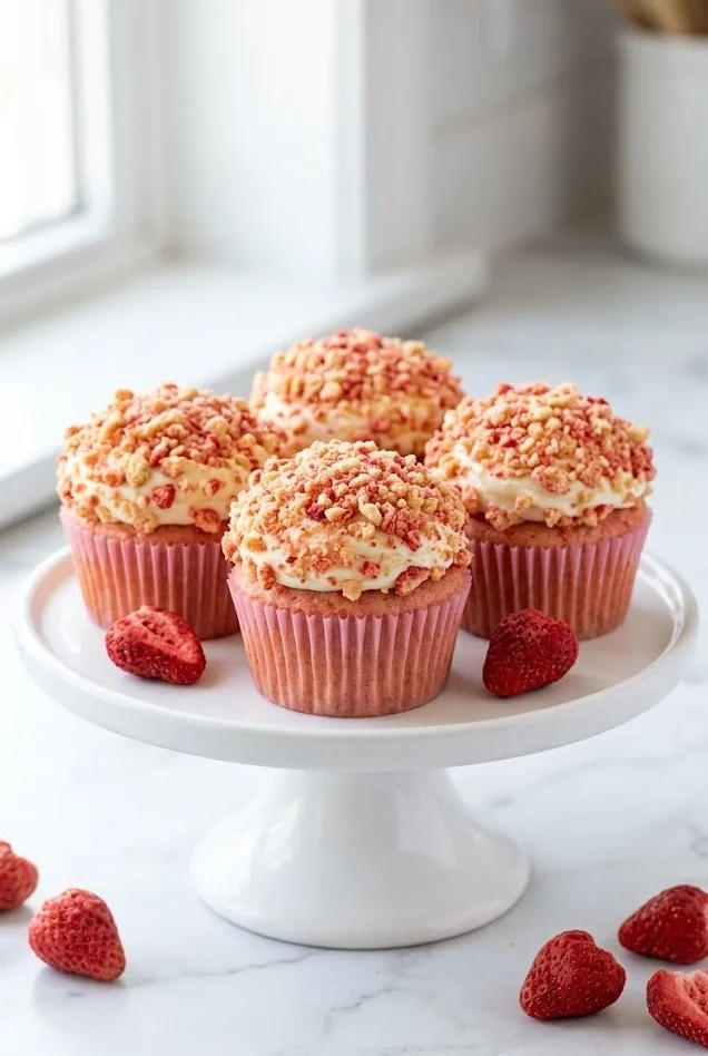 Strawberry Crunch Cupcakes